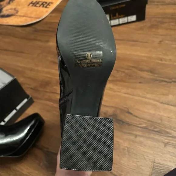 Lulus Women's Black Platform Boots Size 6 Casual Block Heel Edmen - Picture 11 of 16